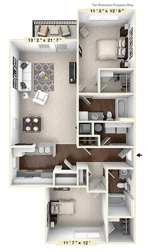 Floor plan The Morgan 2 BR 2 BA