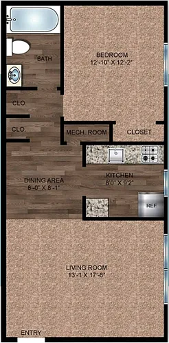 Floor plan A1-1BD/1BA