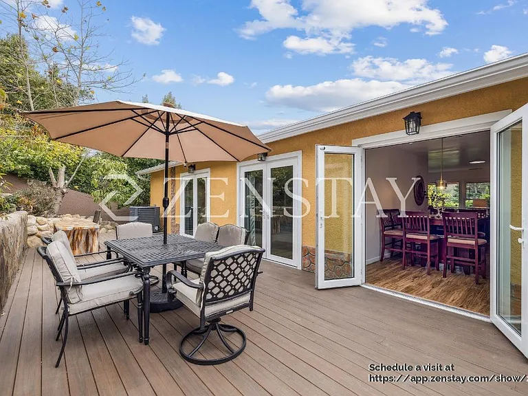Back Patio with Outdoor Dining Table and Seating for 6