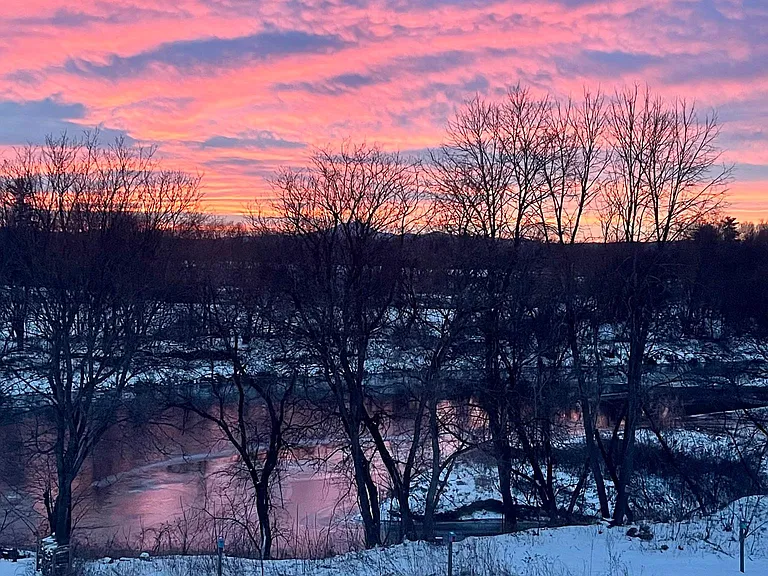 Sunrise over the Winooski River.