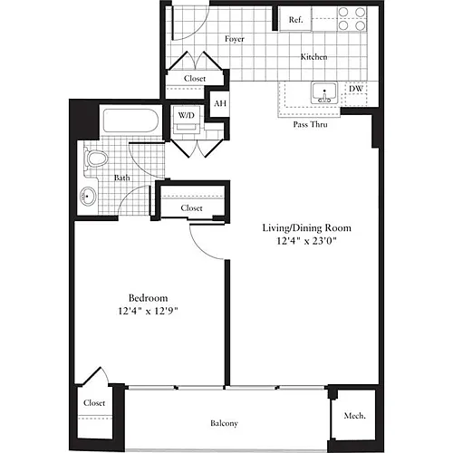Floor plan 1 Bedroom F