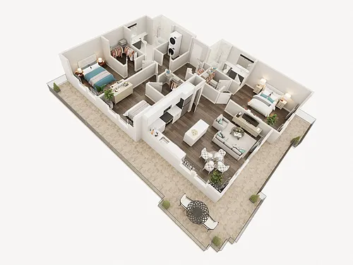 Floor plan Three Bed Two Bath B