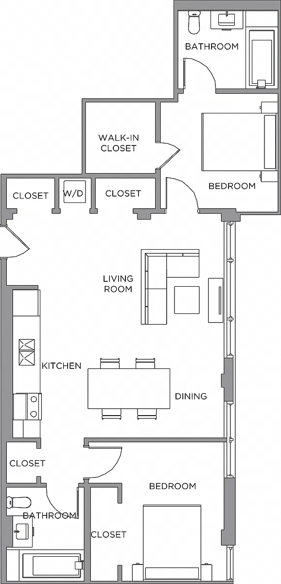 Floor plan 2 Bed/2 Bath-1220b