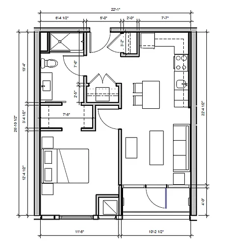 Floor plan 1 Bed/1 Bath-B1A