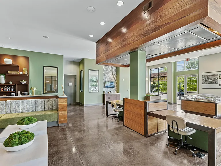 Lobby with work from home spaces