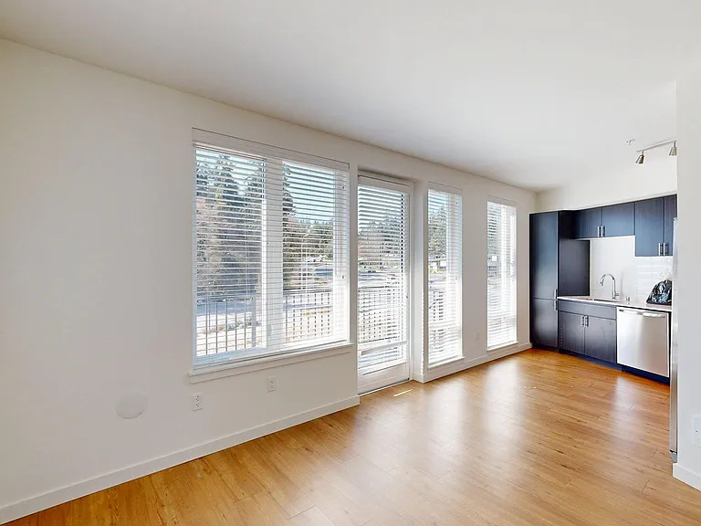 Apartment Living Room with Wood-Style Flooring.