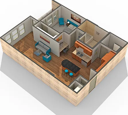 1 BR x 1 BA - E Floorplan 1 BR x 1 BA - E Floorplan