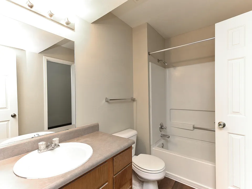 Bright bathroom with bathtub