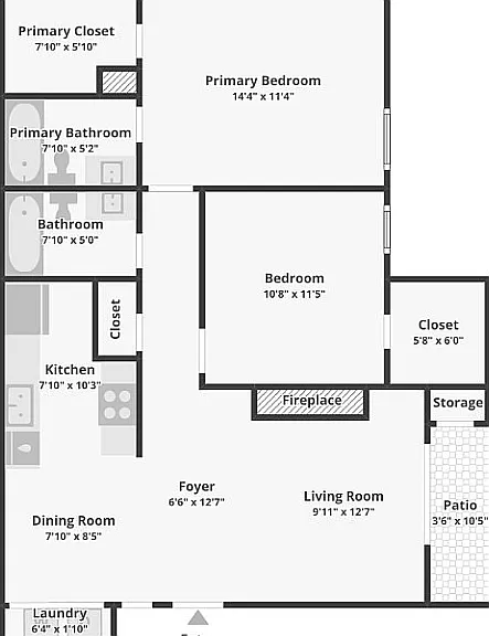 B1 - 2BD, 2BA - 920SF B1 - 2BD, 2BA - 920SF