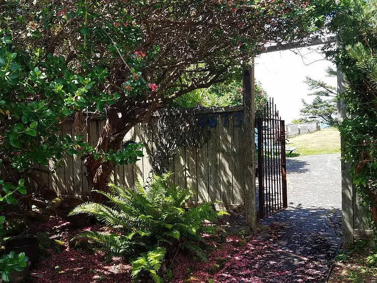 iron gate from parking area