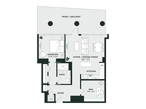 Floor plan C7 | 1 Bed | 1 Bath | Den