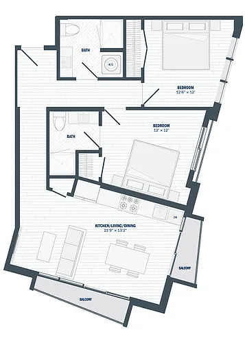 Floor plan 2 Bed 2 Bath