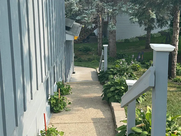 entrance on side of house