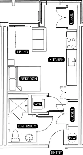 Floor plan Studio Floor Plan C w/ Private Balcony