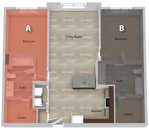 Floor plan By The Bed Pricing - Two Bedroom Large