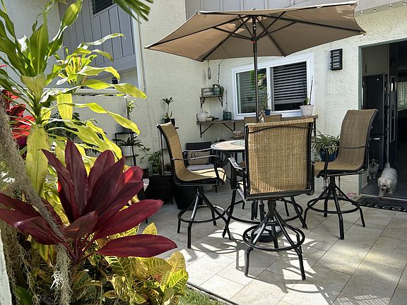 Outdoor patio with gas grill