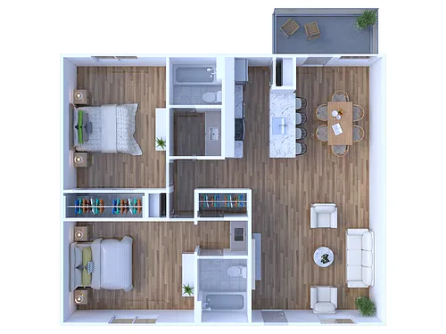 Floor plan 2 Bedroom 2 Bath