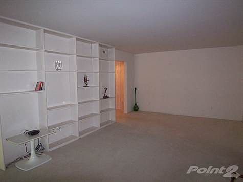 SPACIOUS LIVING ROOM WITH FULL WALL OF BOOKSHELVES!