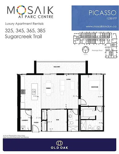 Floor plan 2A Picasso 1 Bed 2 Bath 7