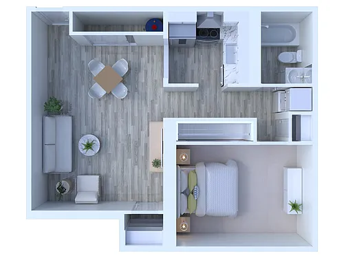 Floor plan 1 BR - 1 BTH Upgraded