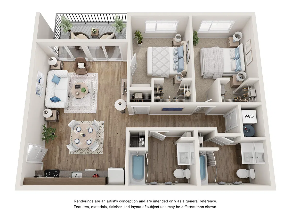 Floor plan Two Bedroom Two Bath