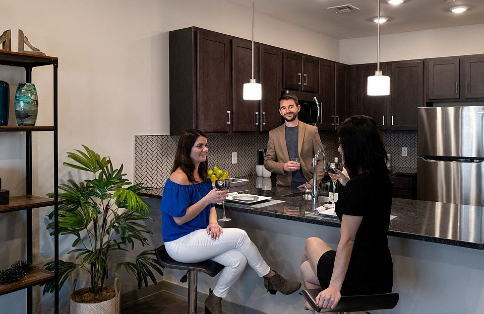 Granite countertop bar for casual drinks and dining. (Photo Credit: David Miller)