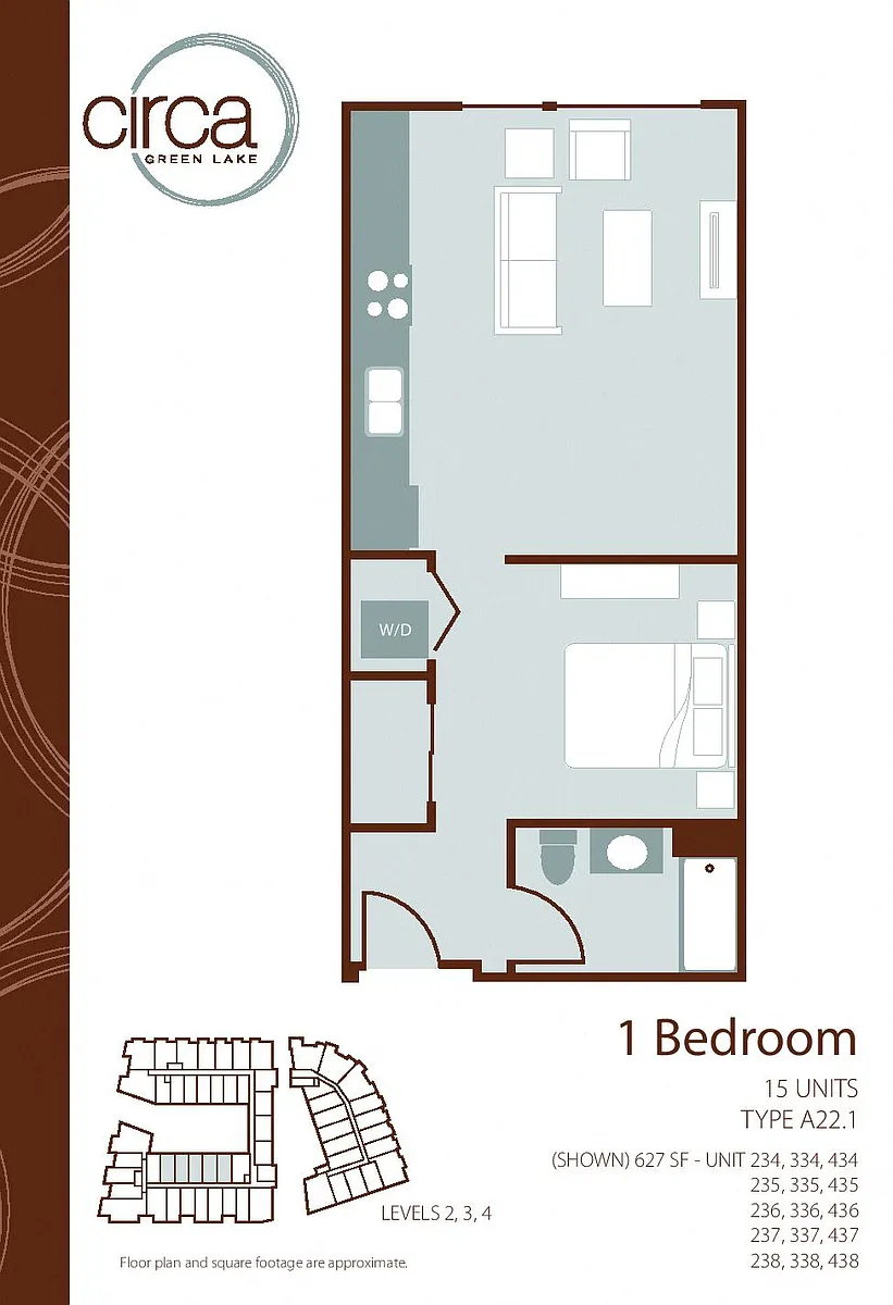 Floor plan Open 1 Bedroom 1 Bath A22.1