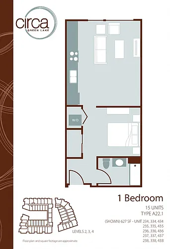 Floor plan Open 1 Bedroom 1 Bath A22.1