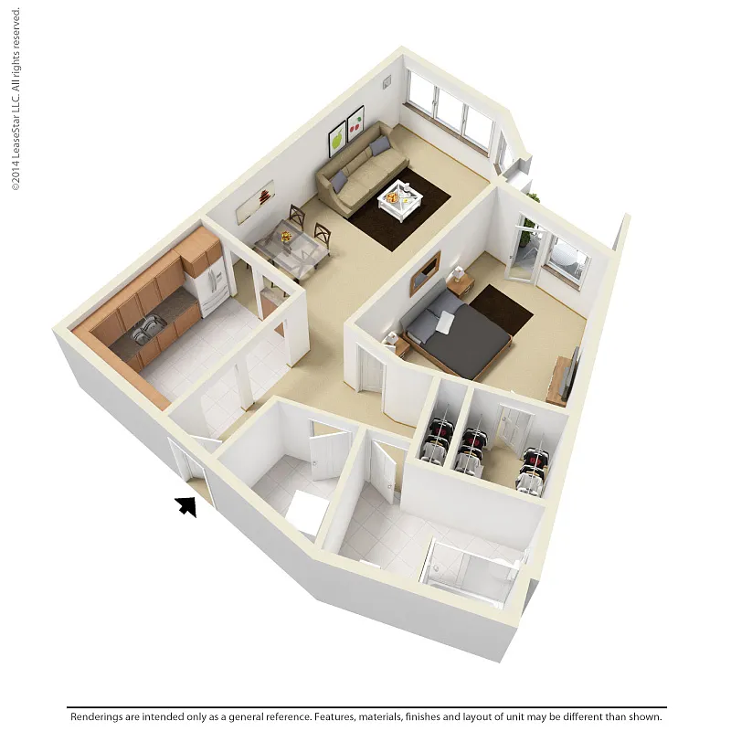 Floor plan 1 Bedroom - A2