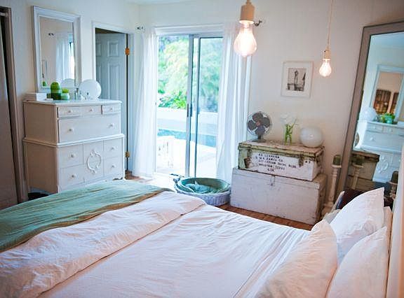 Master bedroom, as seen in 2011 when owners lived in home and had house featured in top design blogs.