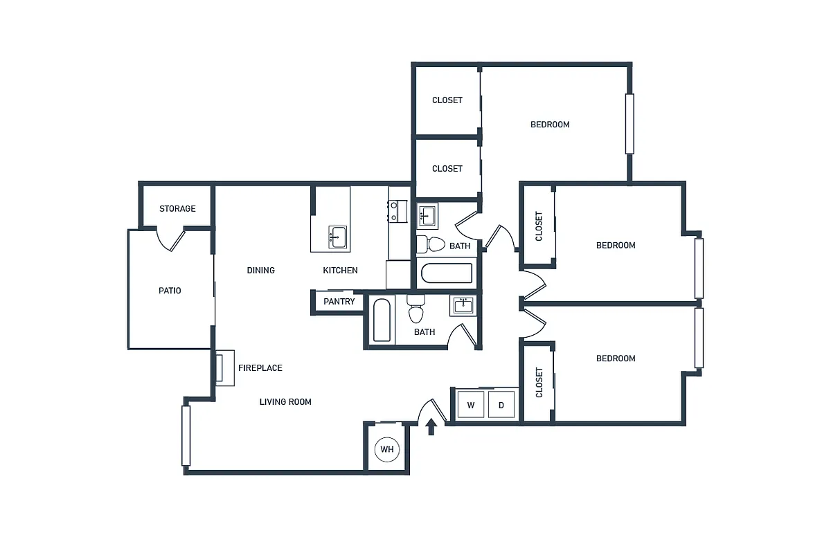 Floor plan 3 Bed 2 Bath A