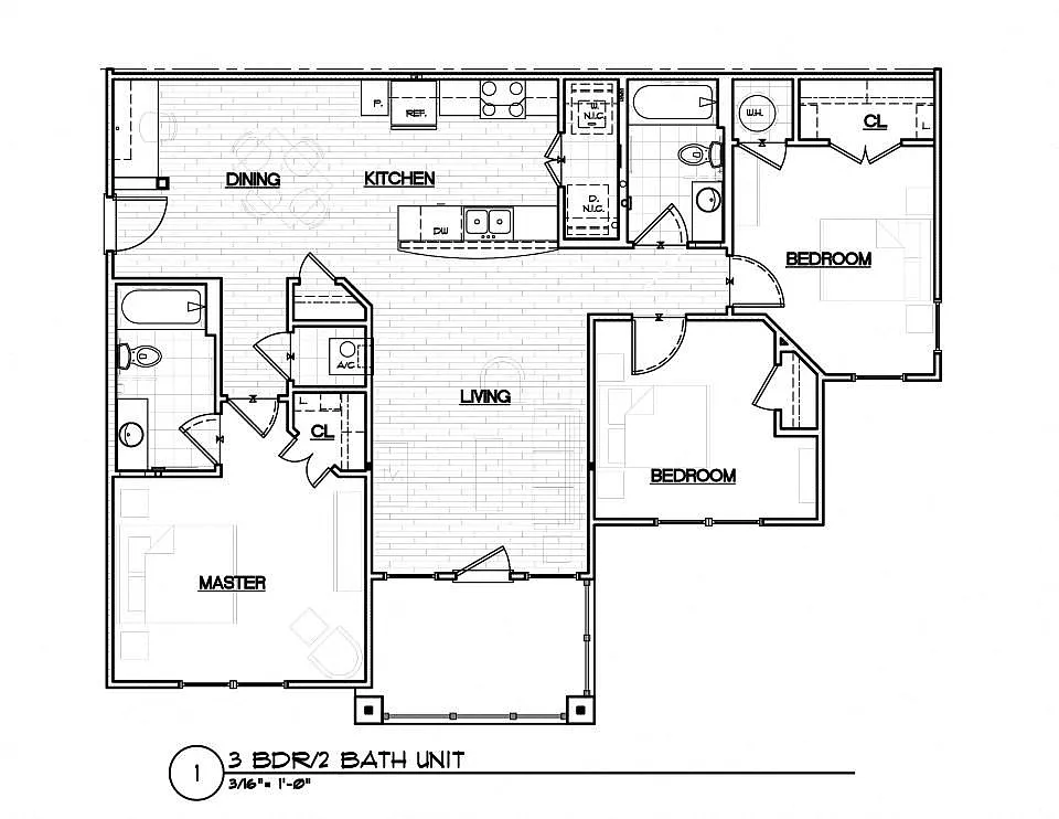 Floor plan 3 Bedrooms/ 2 Bath