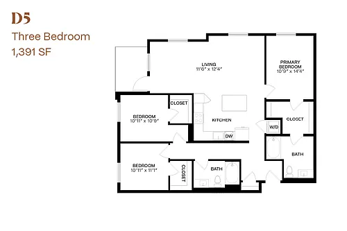 Floor plan Three Bedroom D5