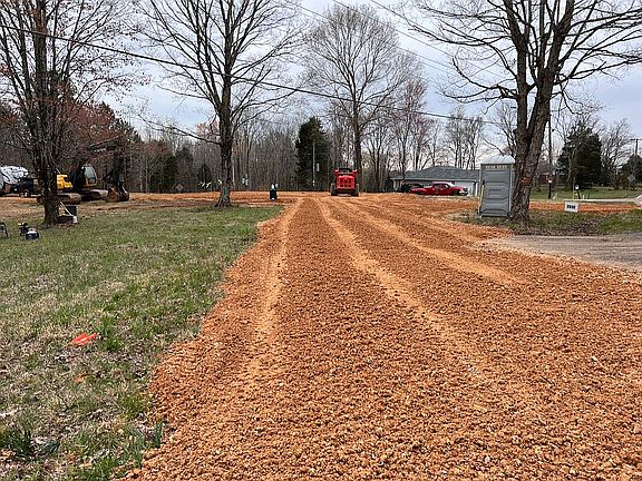 One side of the driveway 