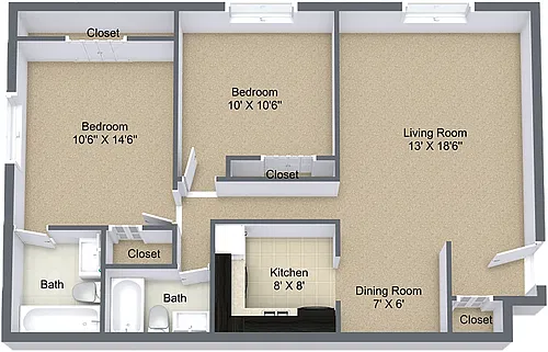 Floor plan Two Bedroom B3