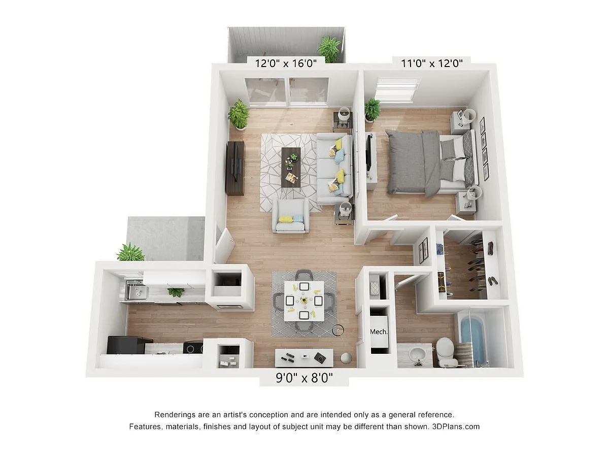 Floor plan 1x1C