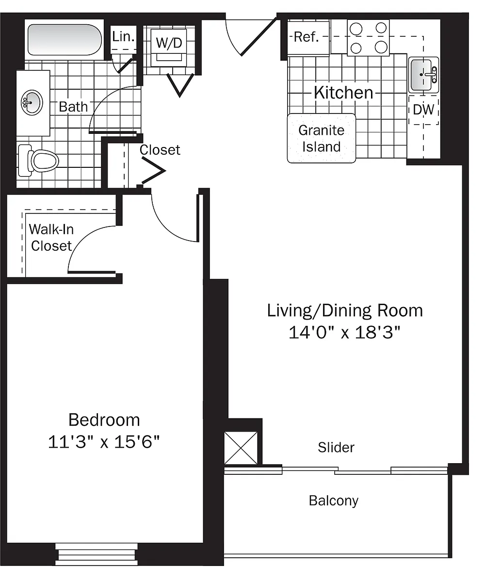 Floor plan UNIT 2 (1BR/1BA)