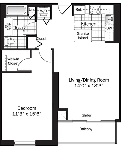 Floor plan UNIT 2 (1BR/1BA)