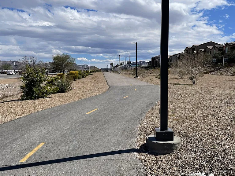 Bike trail with sensor lights along Boulder Hwy. Access to easily bike to downtown Henderson via trails and neighborhoods.