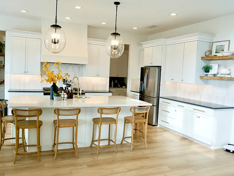 Kitchen with 48" gas European range and oven