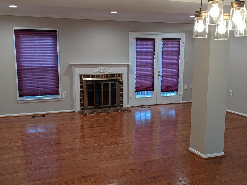 Main living level with fireplace and dining area