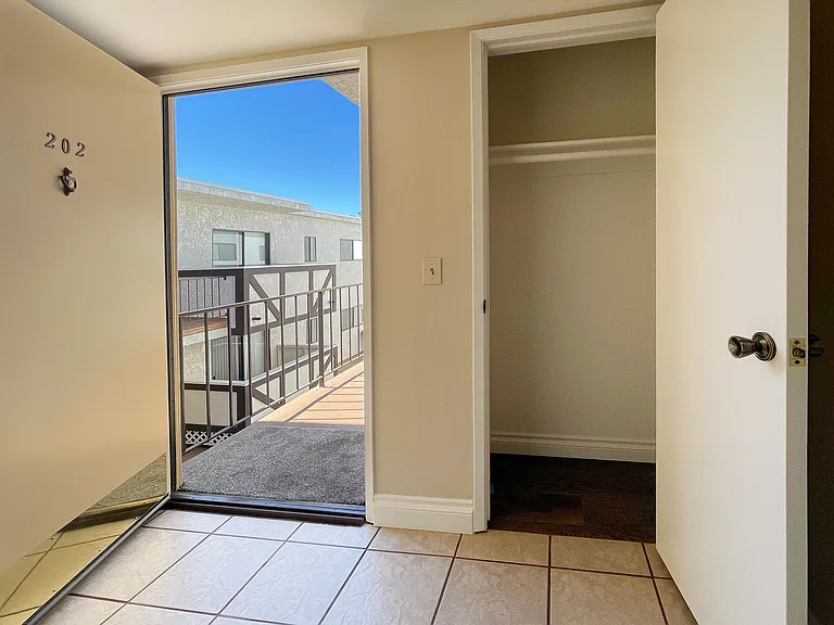 Second story, private unit with coat closet at entry