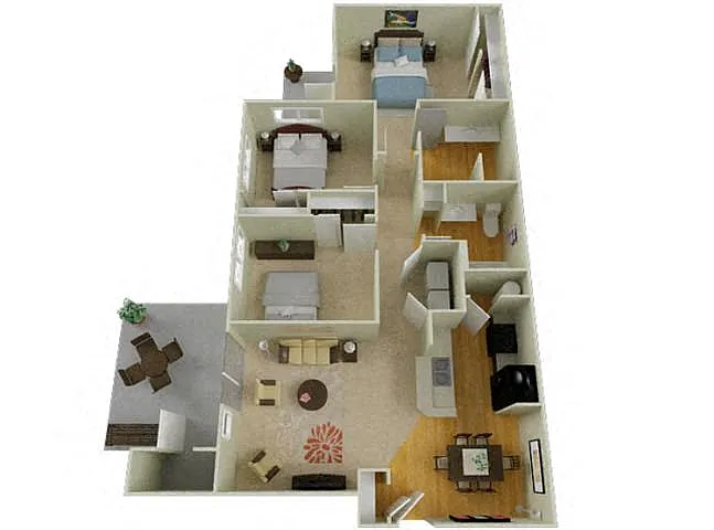 Floor plan Three Bed Two Bath