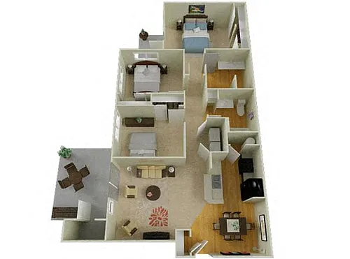 Floor plan Three Bed Two Bath