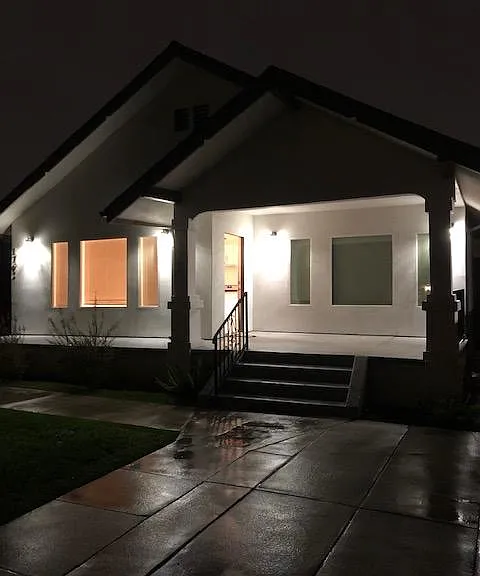 Lots of Porch lighting at night