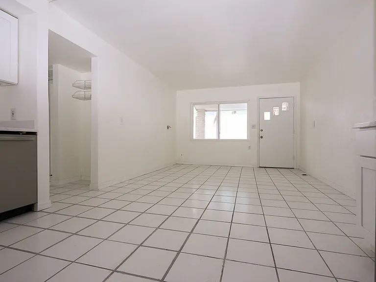 view to the front door from kitchen