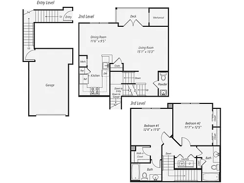 Floor plan 2BR-2.5BA-TH-GAR