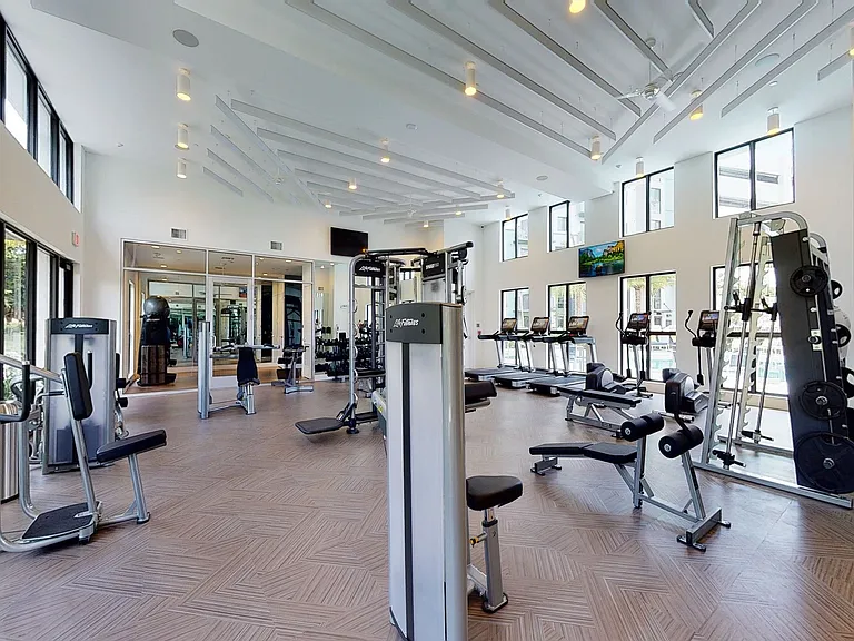 State-of-the-art fitness center offers everything you need to work out without leaving home.