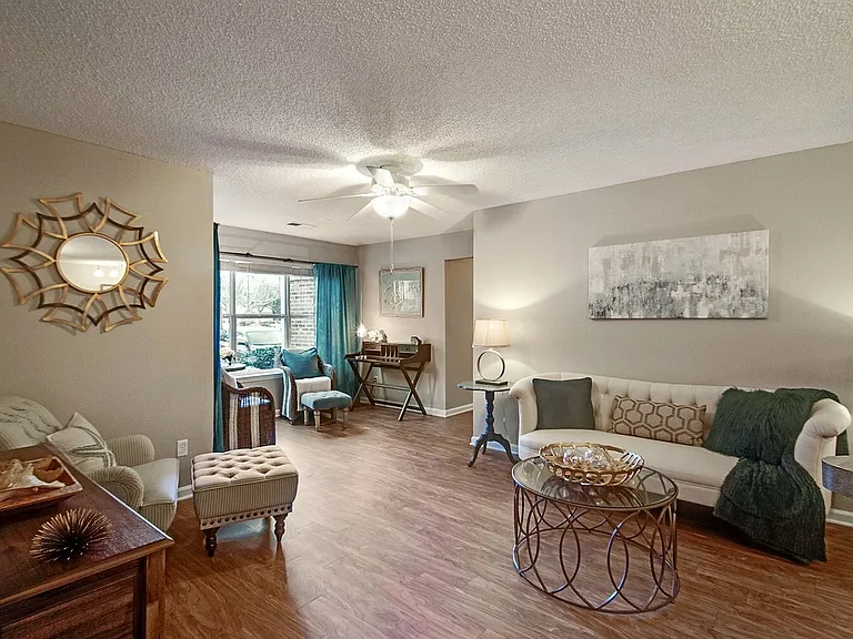 Living room with hardwood-style flooring
