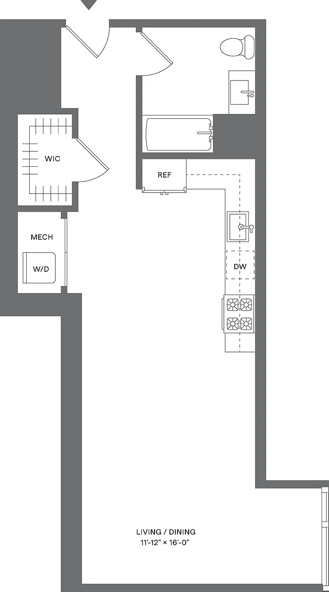 Floor plan Studio/1 Bath_S2
